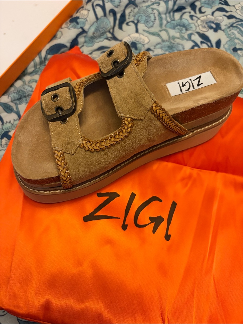 Zigi Soho Women’s Tan Suede Braided Platform Slide Sandal